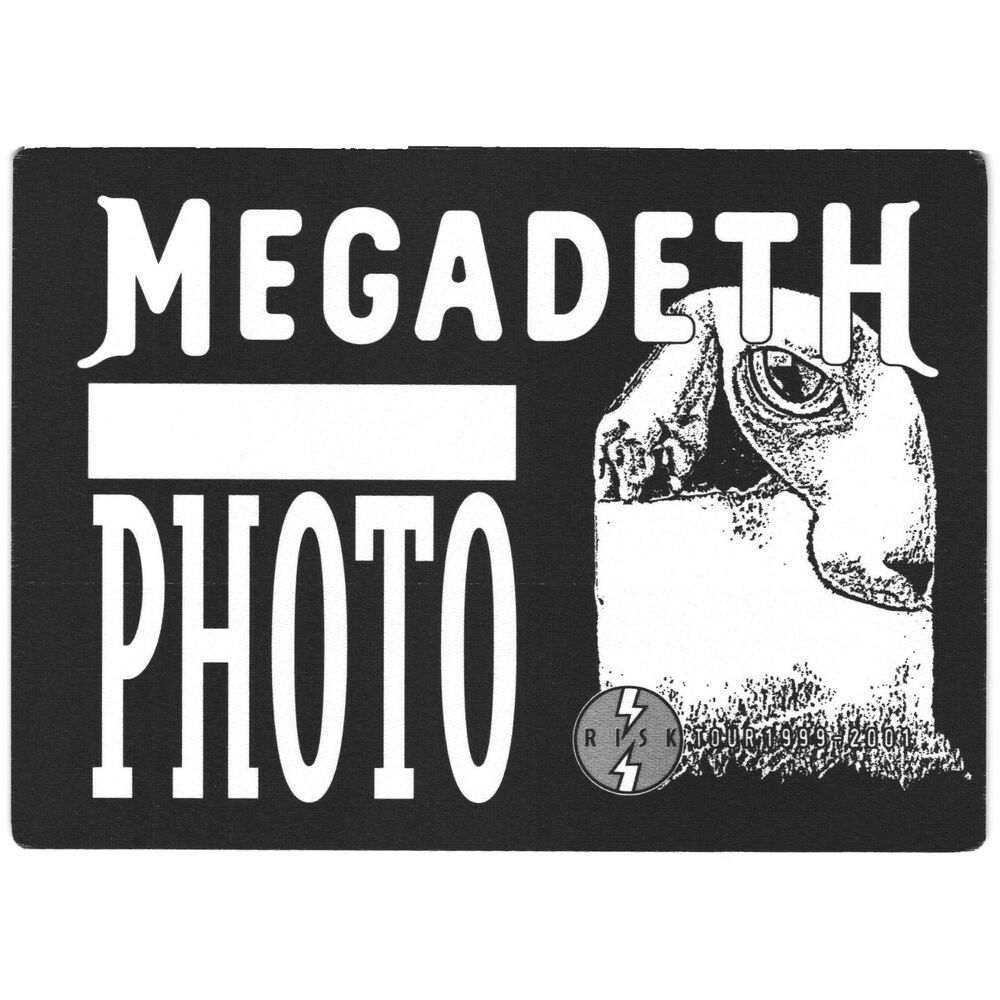 Vintage 1999 Megadeth Concert Large Backstage Pass Photo